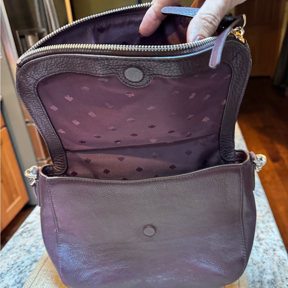 Kate Spade Pebble Leather Shoulder Bag. EUC gorgeous purple satin interior. - Picture 5 of 14